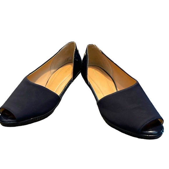 EUC Nurture Slip On Loreleie Open Toe Black Wedge Shoe Size 8.5M - Picture 2 of 8